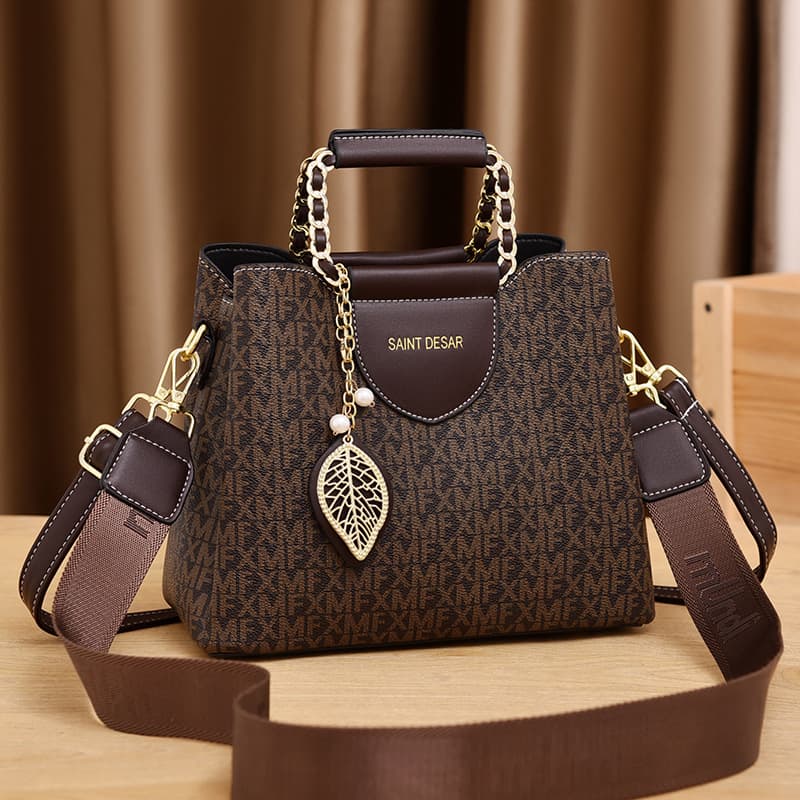 Women's Crossbody Tote Bag, New Trendy High-End Fashion Print Handbag, Large Capacity Bucket Bag