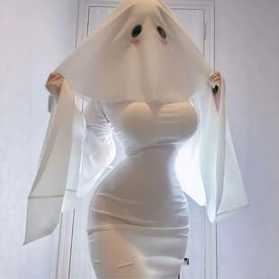 Halloween Bride Veil Set Cos Ghost Girl Apricot Lady Same Style Halloween Cute Ghost Cosplay Costume