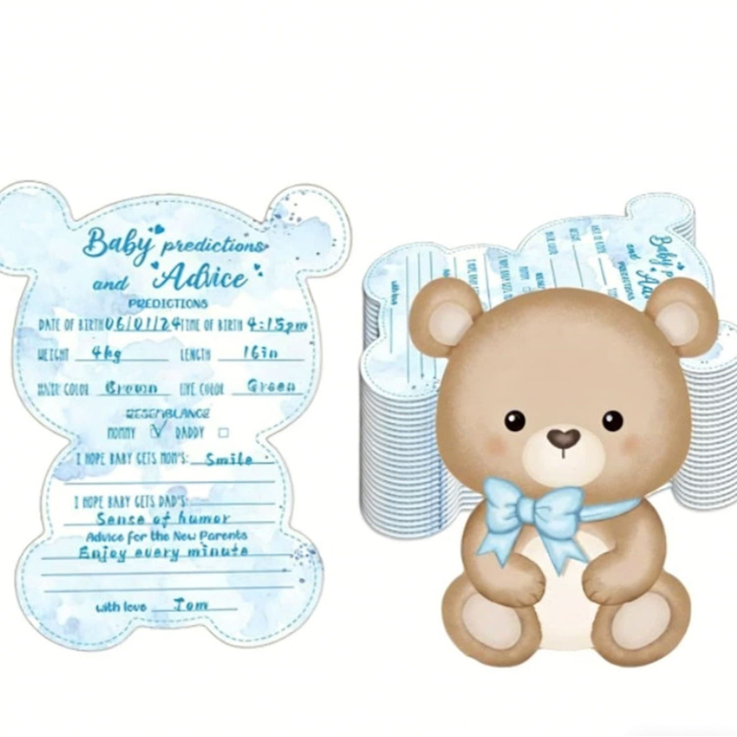 Cross-Best Selling Teddy Bear Baby Shower Set Baby Gender Reveal Birthday Party Voting Cards