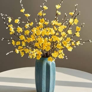 Cross-border Hot Selling 54CM Single Branch Plum Blossom White Mini Artificial Plum Blossom Fake Flower Chinese Home Decoration