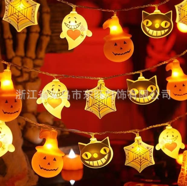 Cross-border LED String Lights Halloween Spider Pumpkin Haunted House Skull Ghost Decoration Props Halloween String Lights
