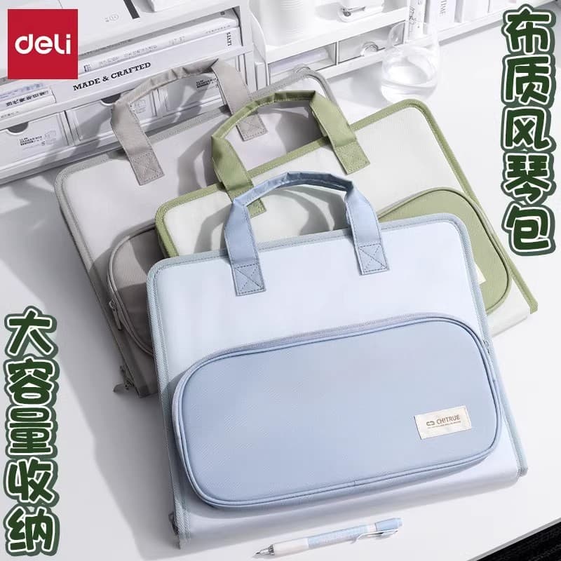 PM339 Deli Accordion File Organizer 7-Slot Fabric A4 Document Bag Bill File Exam Paper Storage Folder