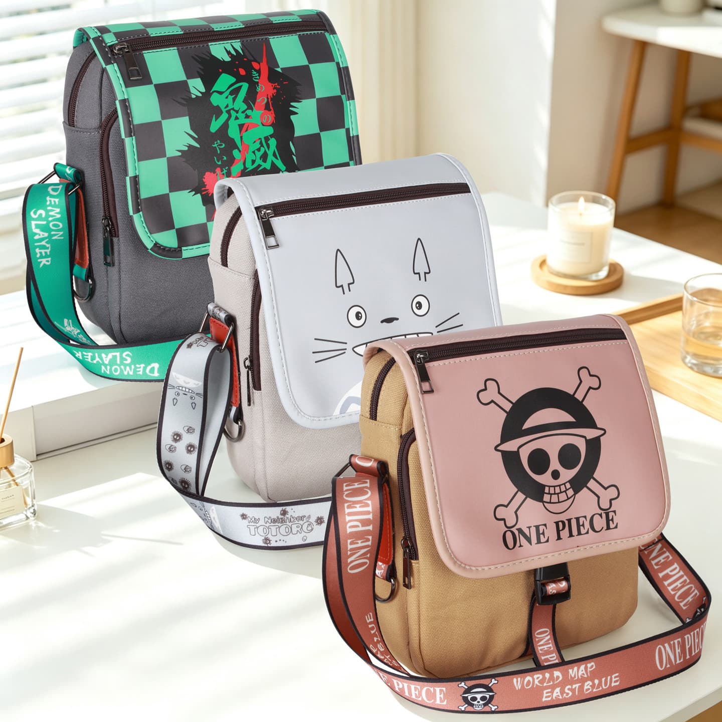Casual Crossbody Bag Anime Surroundings Student Single Shoulder Bag Street Trend Canvas Print Boku No Hero Academia Dragon Cat Ghost Slayer