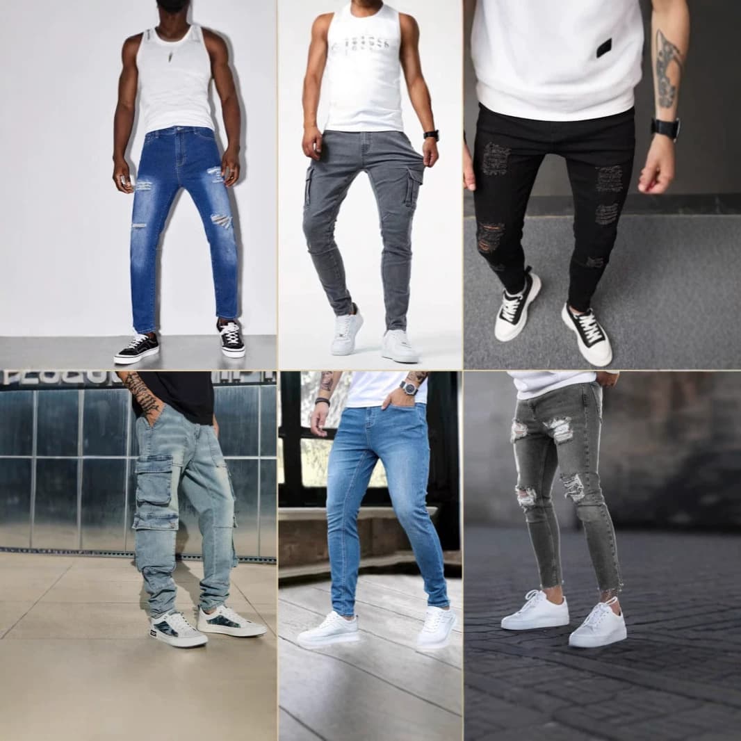 2026 European and American Cross-Border New Men's Mixed Style Jeans Men's Side Pocket Skinny Jeans Stock