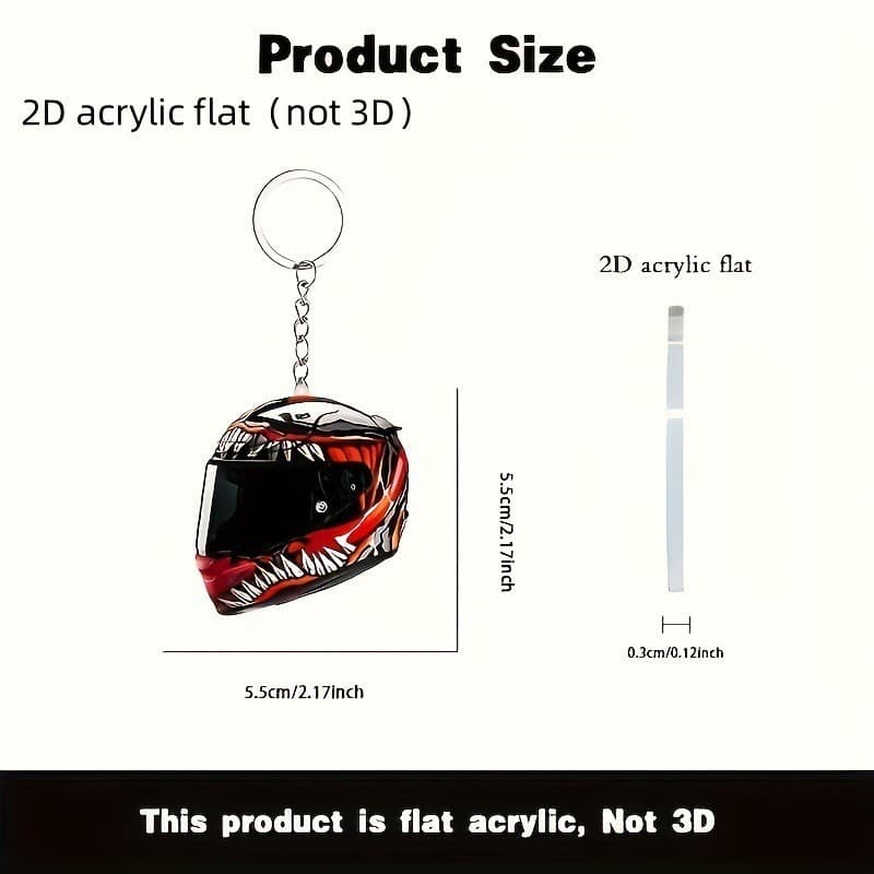 Cross-Border New Product Motorcycle Helmet Acrylic Keychain Backpack Pendant Car Rearview Mirror Flat Pendant Holiday Gift