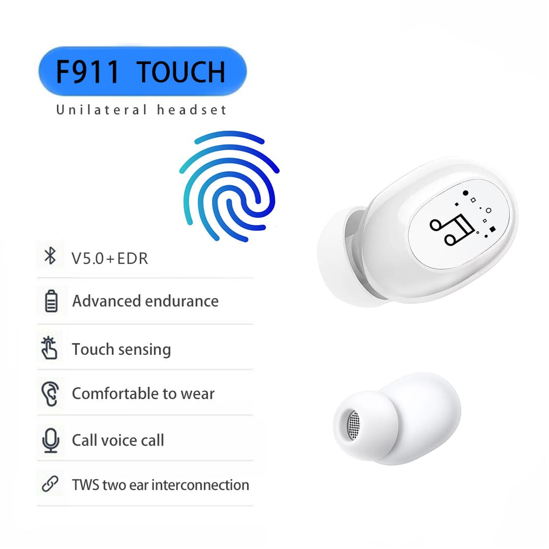 F911 Single-Ear Bluetooth Headset Touch Control Single Ear Hot Sale 5.0 Mini S8 In-Ear True Stereo Private Model