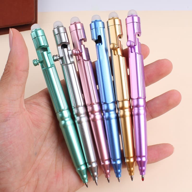 Creative Metal Gun Bolt Erasable Pen Student Gel Pen Easy-To-Erase Crystal Blue 0.5mm Retractable Ballpoint Pen Wholesale