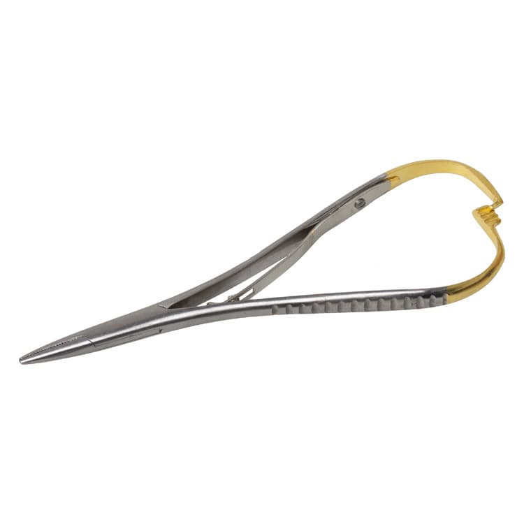 Dental Needle Holder End-Type Needle Holding Pliers Handheld Gold Handle Needle Holder Ring-Type Needle Holder Dental Materials