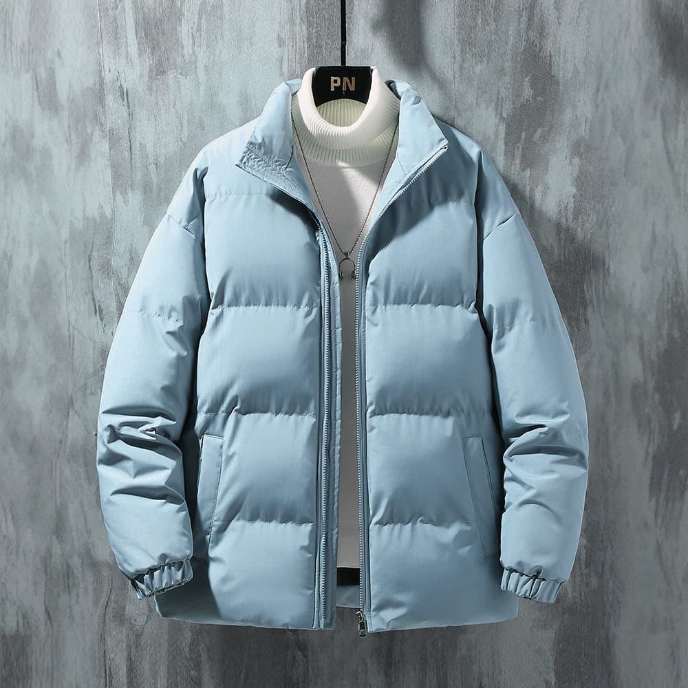 Men's Padded Jacket Winter New Casual Loose Stand Collar Down Cotton Coat Outerwear Thickened Warm Young Student Top