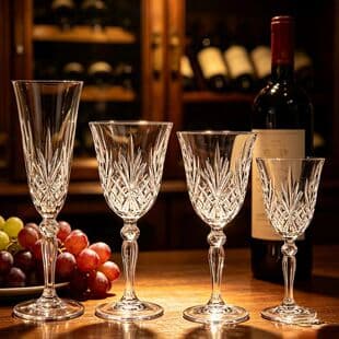 Elegant Burgundy Wine Glass, Stemmed Glass with Rhinestones, Champagne Glass for Home, Crystal Wine Glass, Large-Belly