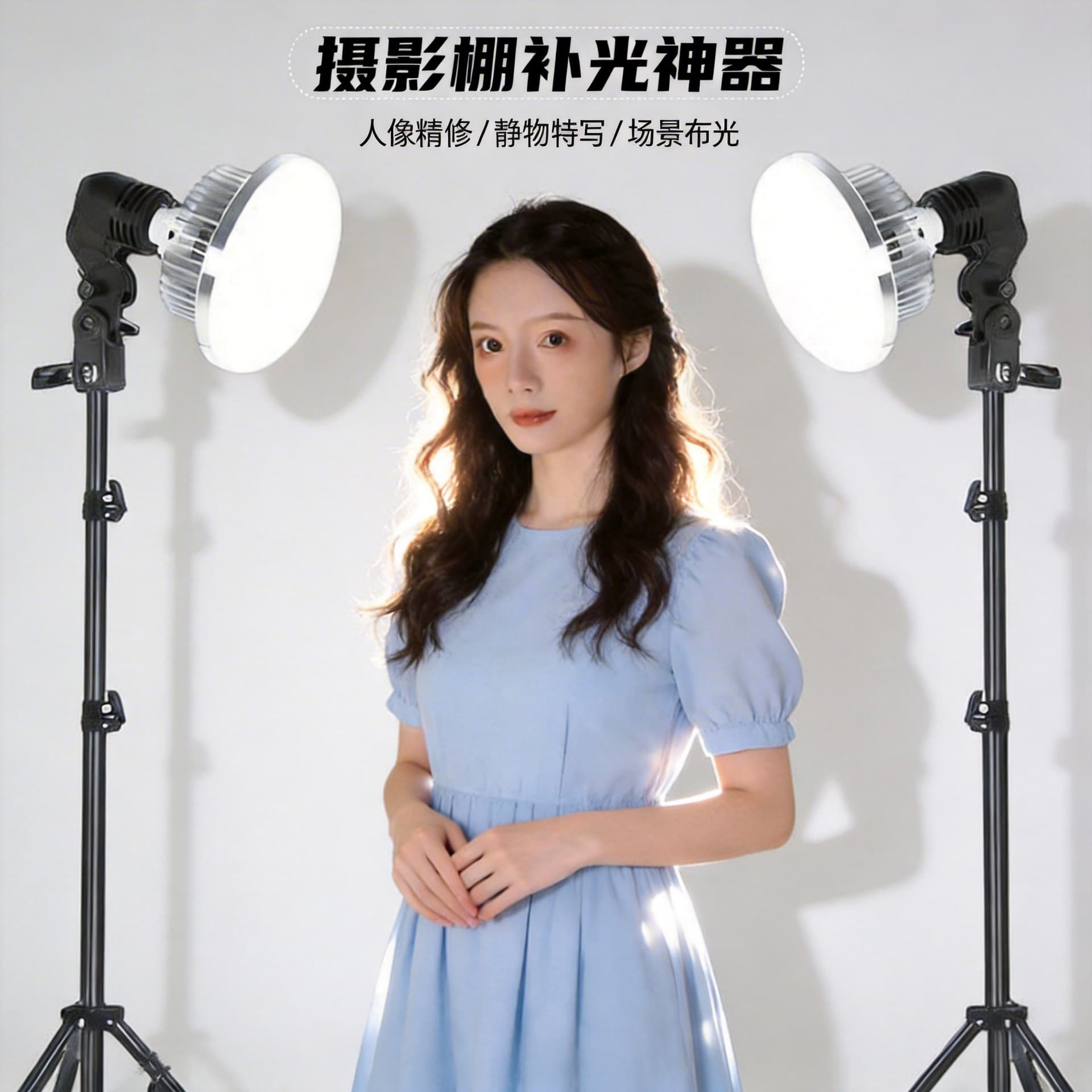 Live Streaming Photography Fill Light, Beauty Portrait Soft Light Background Atmosphere Three-Color Super Bright Focus Mushroom Lamp