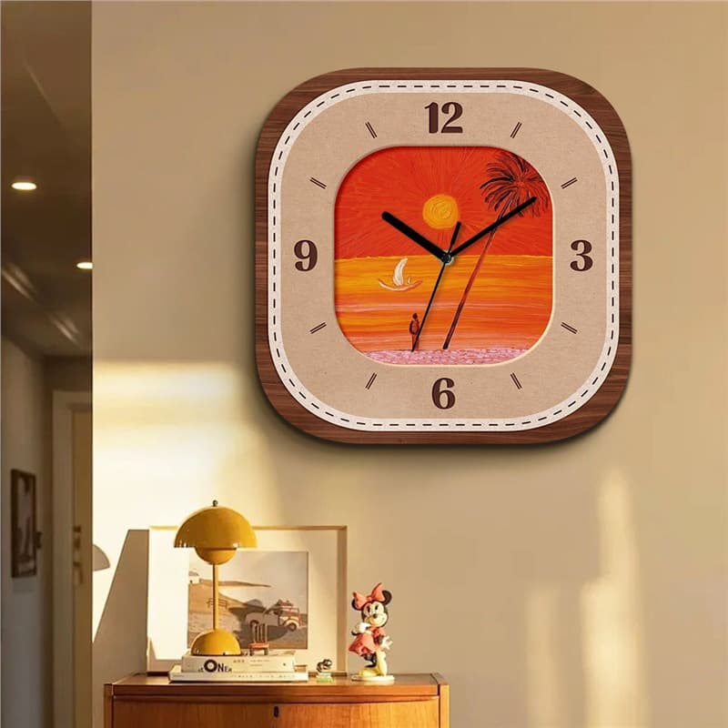 Vintage-Style Minimalist Frameless Art Wall Clock for Living Room, High-End Silent Clock, Retro Clock for Home Use
