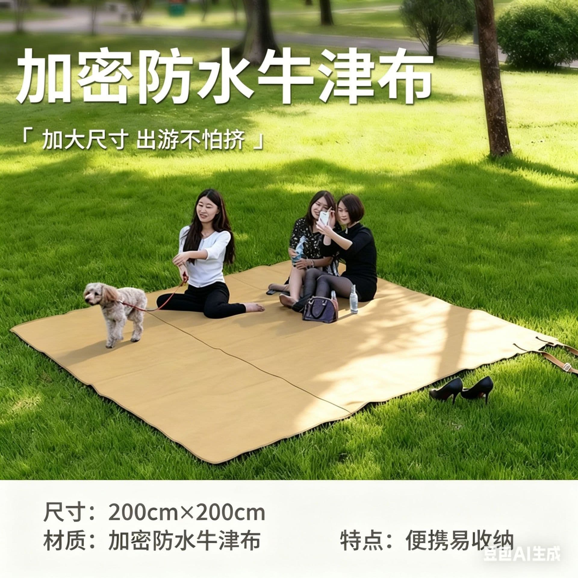 Outdoor waterproof ground mat tent camping mat thickened moisture-proof Oxford cloth wear-resistant picnic mat travel portable folding