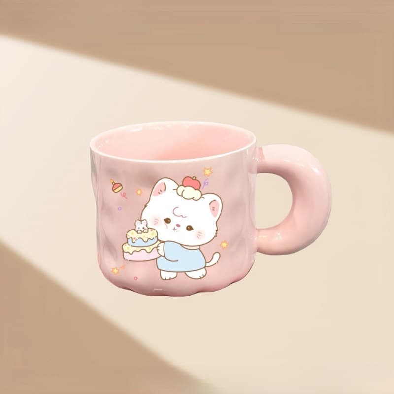 Cute birthday cake mug with lid, ceramic cup, high-value and meaningful for girls, free shipping, dropshipping available.