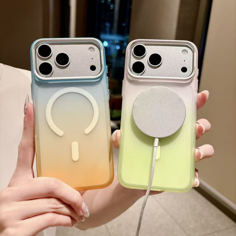 Compatible with iPhone 17 Pro Max Case, Matte Gradient Magnetic for Apple 16, Sunset Haze Frosted PC Cover