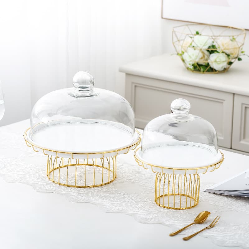 Tall cake plate glass cover dessert tray dessert table display stand pastry paper cup tasting mousse bread with lid