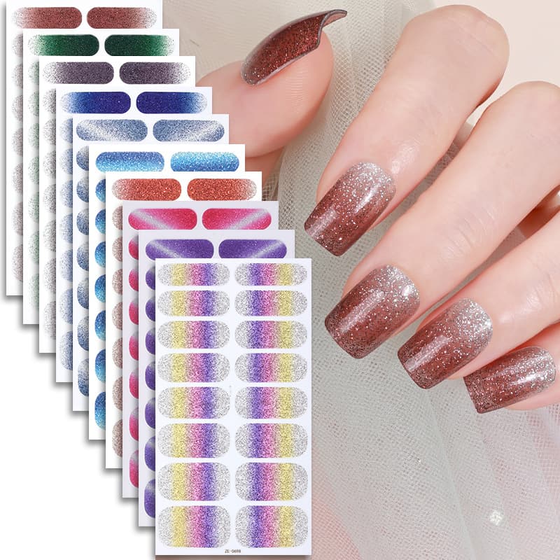 16 Finger Gradient Cat Eye Nail Art Stickers Onion Powder Flashing Popular Wholesale Beauty Nail Film Back Adhesive Stickers