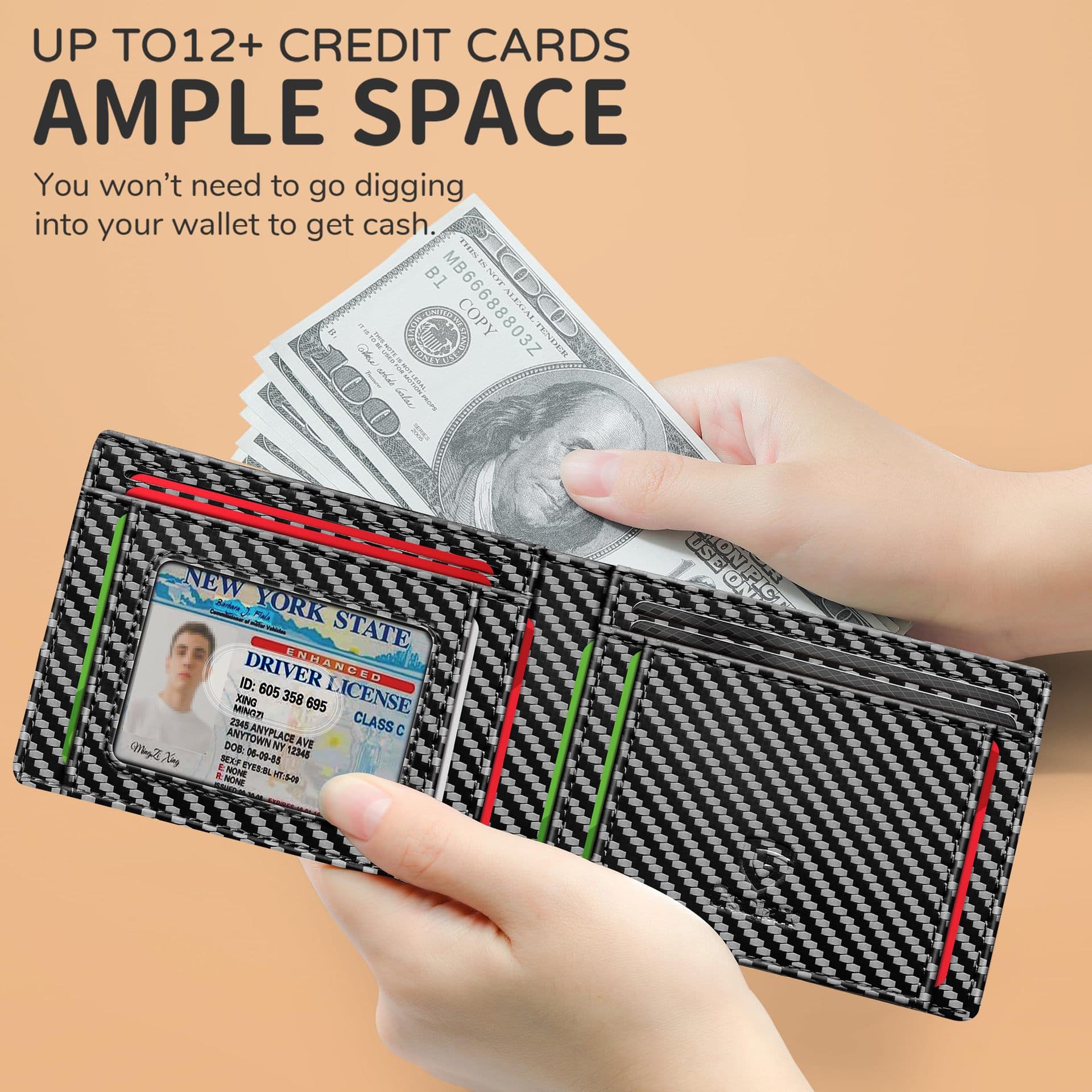 High quality carbon fiber men's wallet airtag wallet ultra-thin card holder men's new rifd shielded dollar clip