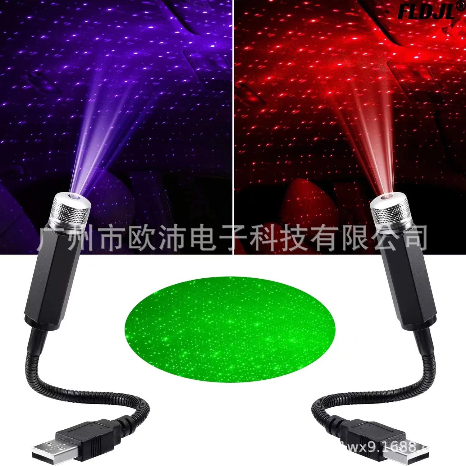 Car Roof Mounted USB Starlight Atmosphere Lamp Vehicle Interior Decorative Lighting Aluminum Alloy LED Universal Fit Car Accessories