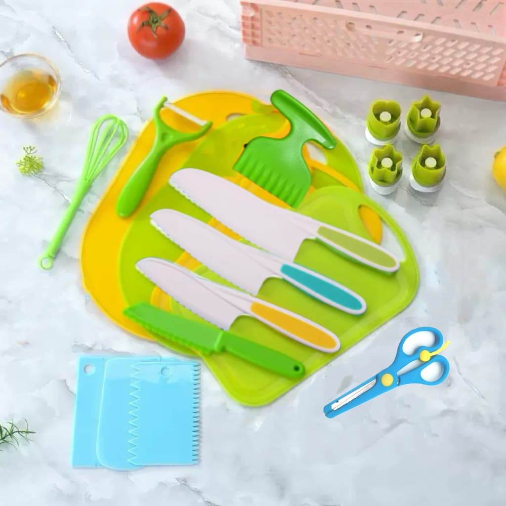 New Children's Kitchen Tools Plastic Cooking Utensils Set Early Education Pretend Play Toy Knife Set Safe Non-Toxic Plastic