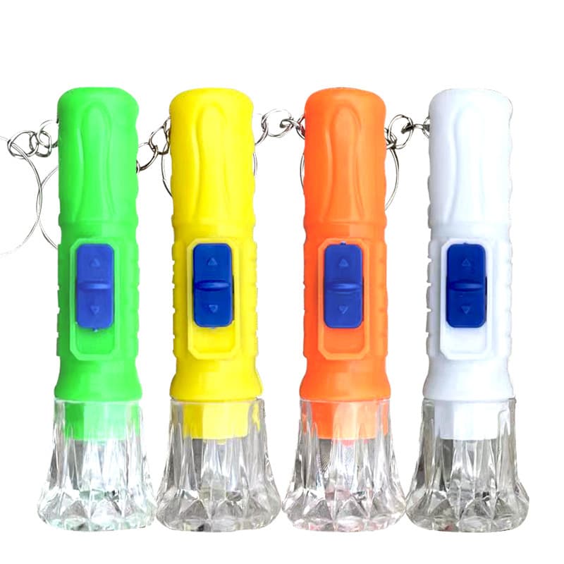 Creative New LED Plastic Keychain Button Flashlight Transparent Crystal Home Mini Flashlight Portable