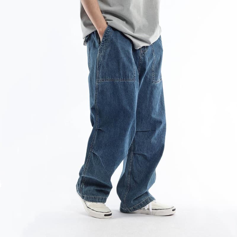 Spring and Autumn Retro Korean Style Simple Jeans Casual Straight Pants Large Size Men's Fashion Versatile Oversize