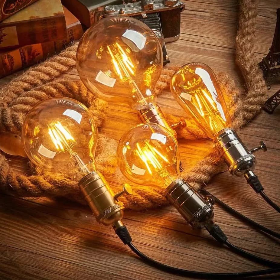 LED Edison Bulb ST64 Filament Lamp Tea Color A60 Amber G80 E27 Vintage Decorative Bulb