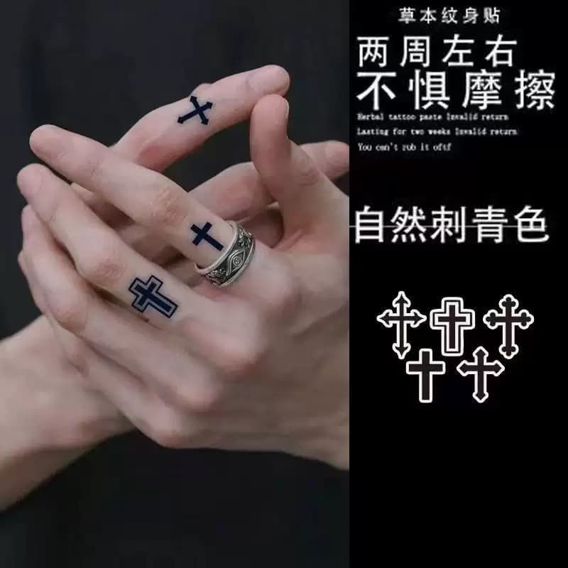Internet celebrity cross juice herbal tattoo stickers for men and women semi-permanent finger waterproof personalized arm realistic tattoos