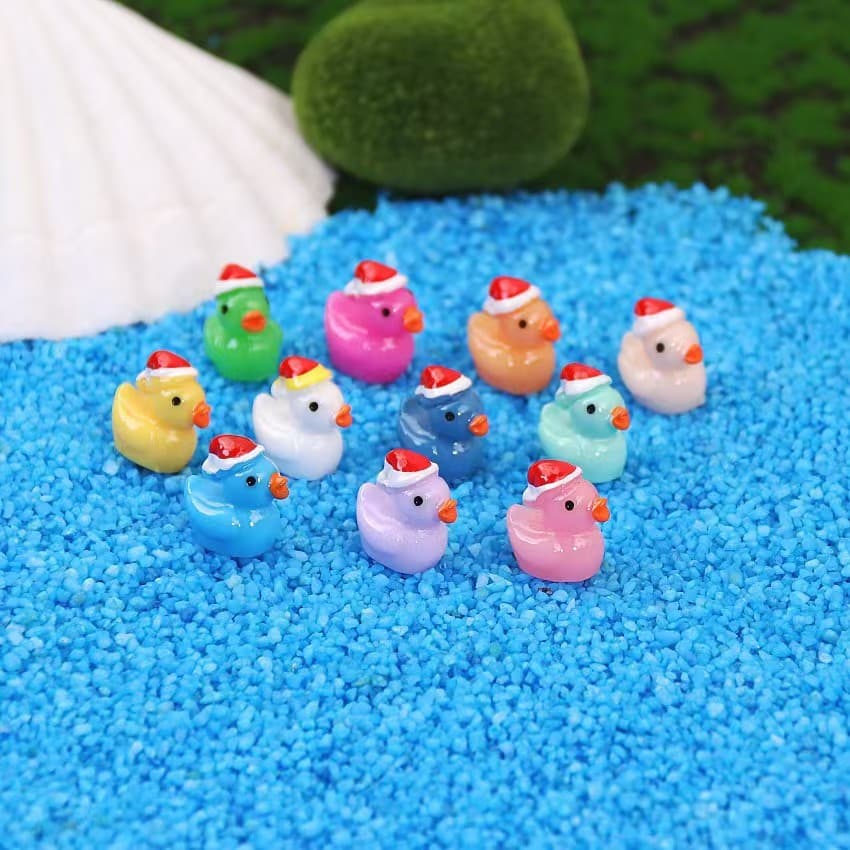 Christmas Duck Car Ornament, Resin Craft DIY Mini Decor, Desktop Decoration, Micro Landscape Miniature