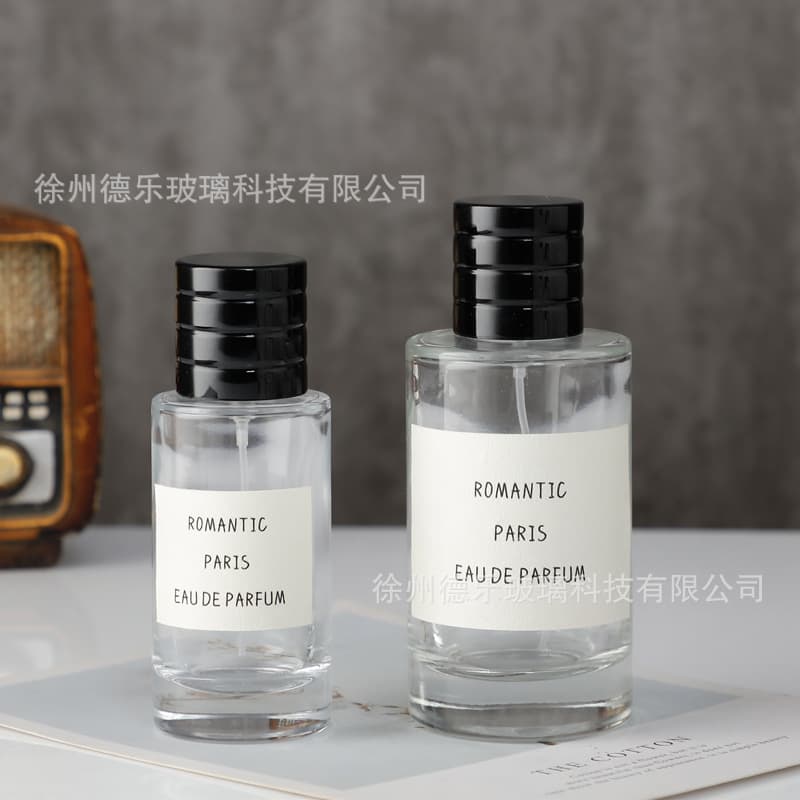 Cylindrical Transparent Glass Perfume Bottle 50ml 100ml Cosmetic Perfume Sub-Bottling Glass Spray Bottle In Stock