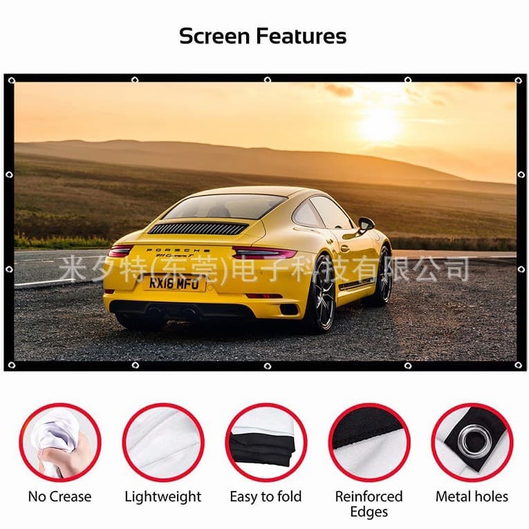 Simple Polyester Soft Screen 100-inch 150-inch Foldable Projector Screen Outdoor HD for Sports Projector Screen
