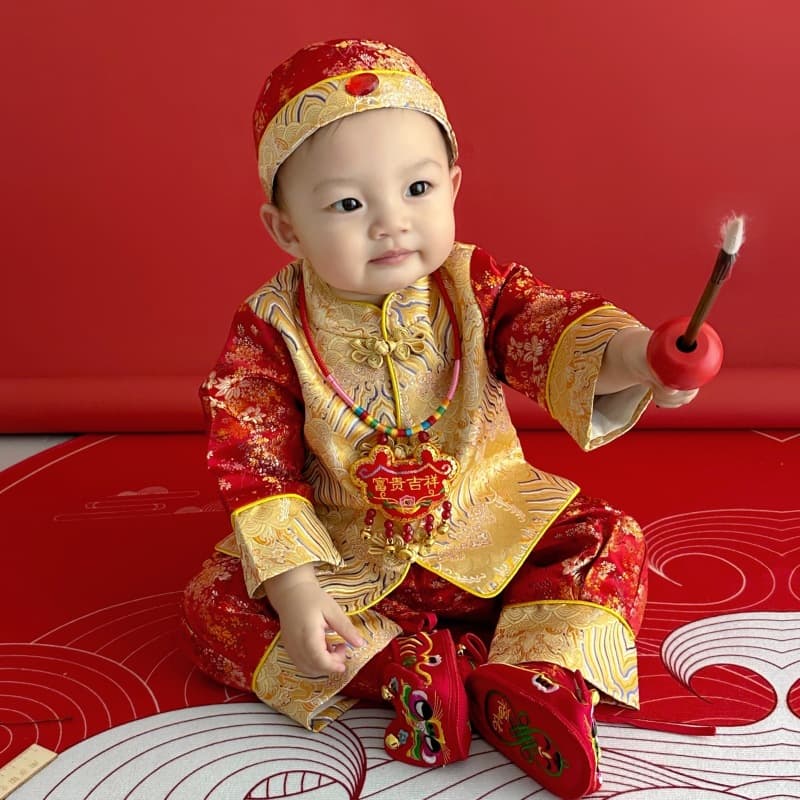 Baby Tang Suit Spring/Autumn New Style, Boy's First Birthday Outfit, New Chinese Festive Set, Baby Gown for First Birthday, Factory Direct