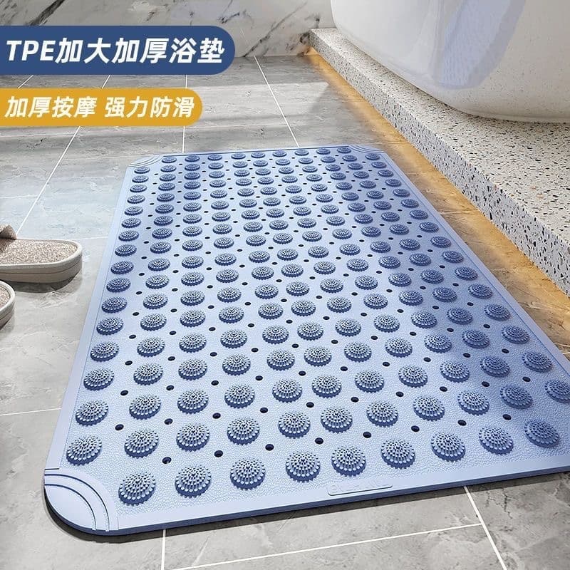 Odorless Large Bath Anti-slip Mat with Suction Cups, Massage Foot Mat for Shower and Toilet, Waterproof Bathroom Mat