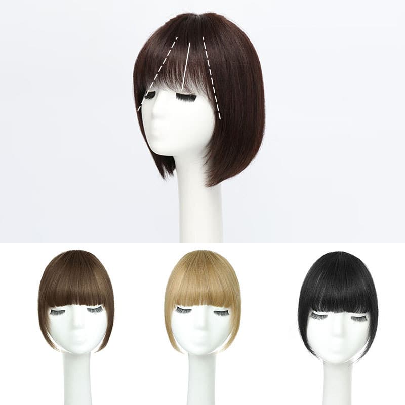Fiber Wig Bangs Natural Hairpiece with Sideburns Long Air Bangs Synthetic Hair