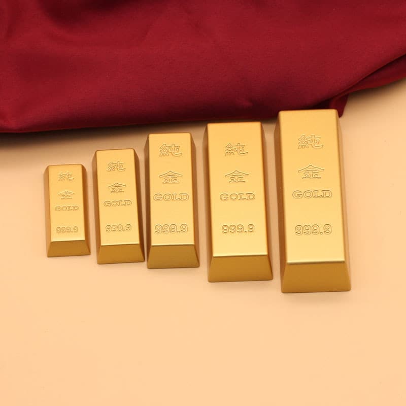 Wholesale Alloy Imitation Gold Sand Fake Gold Bar Yuanbao Brass Solid Prop Gold Block Gold Brick Copper Gold Bar Drop Shipping