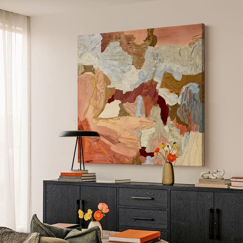 French mid-century style living room sofa background wall decoration painting entrance hanging painting high-end restaurant art abstract mural