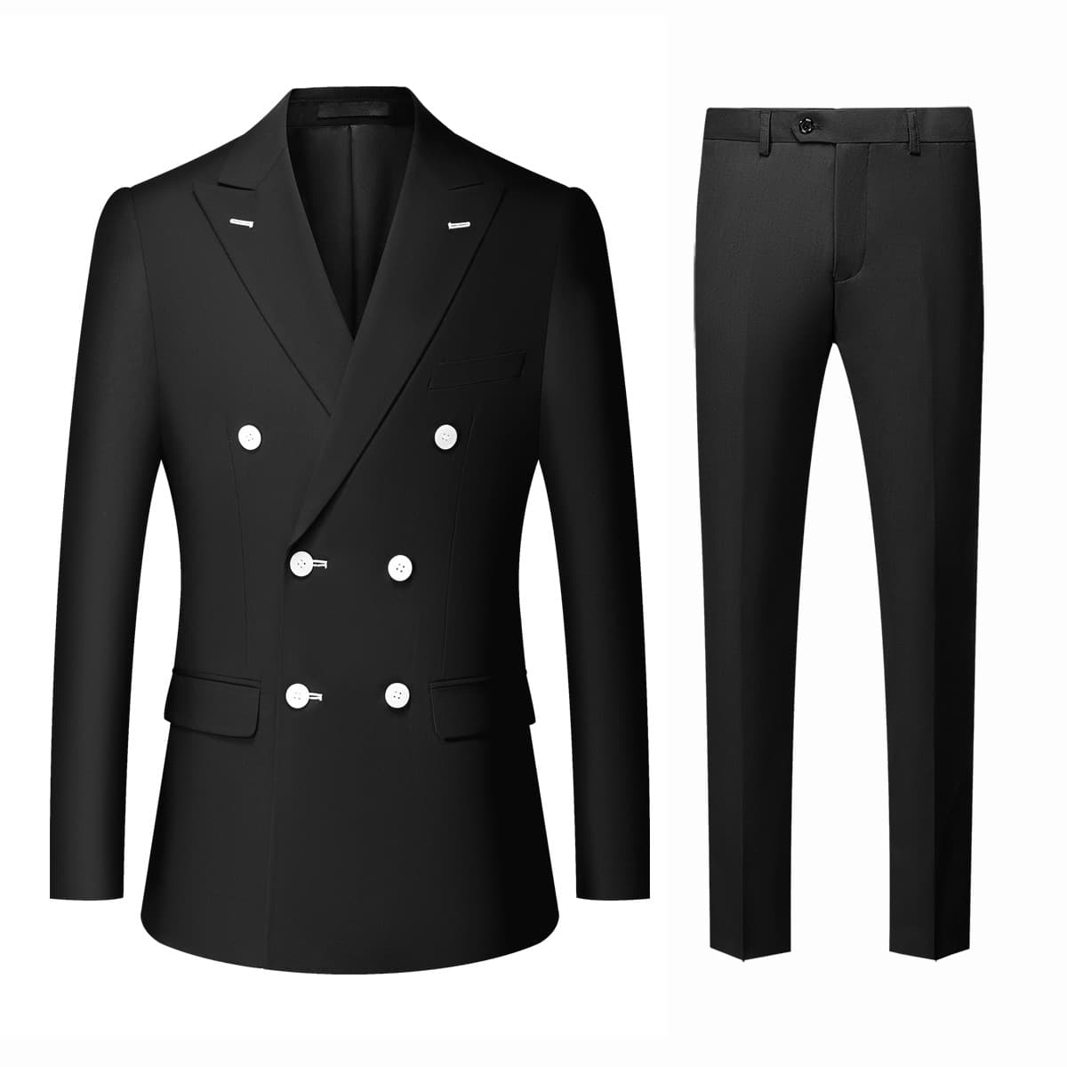 Cross-border foreign trade men's business casual suit double-breasted suit solid black suit Amazon men's clothing