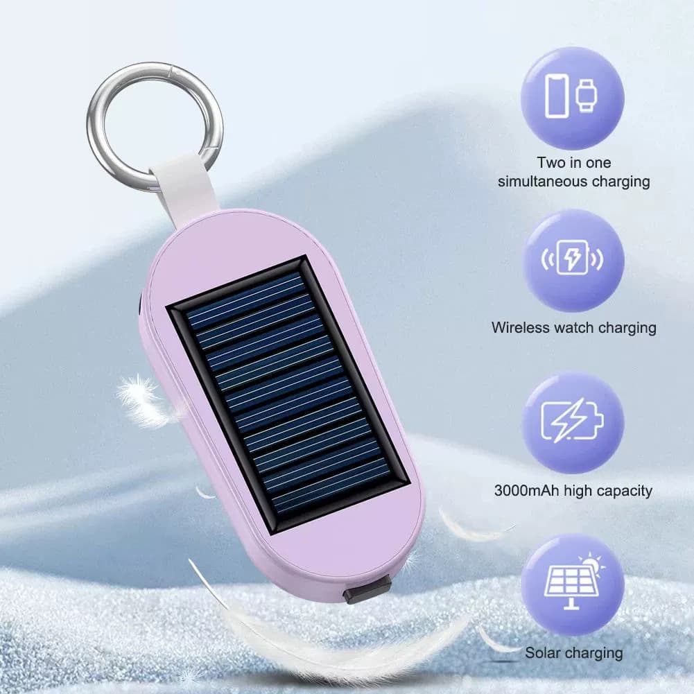 Mini Solar Powered Keychain Charger Mobile Phone Watch Emergency Four-in-one Power Bank Digital Computer/Mobile Power