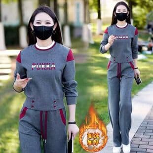 Sportswear Set for Women 2026 Autumn/Winter New Middle-Aged Mother's Elegant Youthful Hoodie Wide-Leg Pants Two-Piece Set