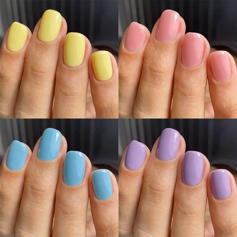 [Solid Color Collection] Short Glossy Square Nails, European and American Cross-Border Solid Color Simple Versatile Wearable Nails, Removable 24 Pieces