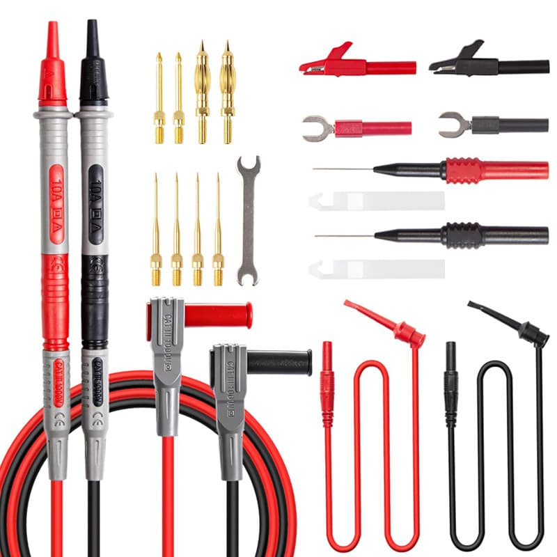 Multimeter Test Leads Multifunctional Gold-Plated Replaceable Sharp Piercing Probes for Electrical and Automotive Circuit Testing Hook Clamp Needles