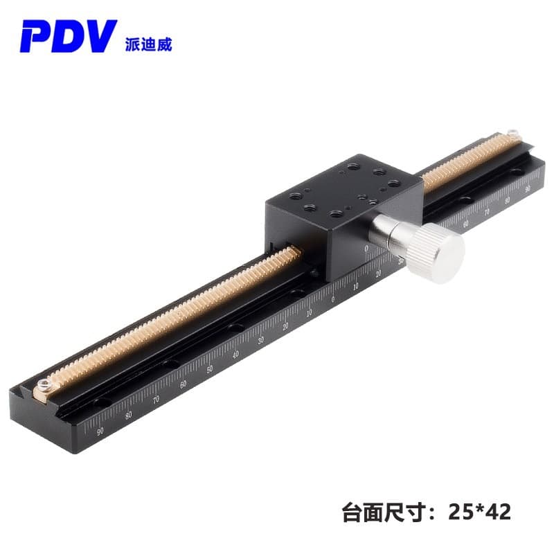 PT-DN25 Long Travel Dovetail Slide with Rack and Pinion, Manual Translation Stage, Precision Displacement Fine Adjustment Mount