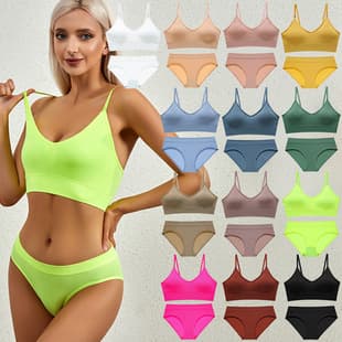 Custom French Bra Set for Women Wirefree Push-up Sexy Sports Bra Large Bust Minimizer Ribbed Backless Panties