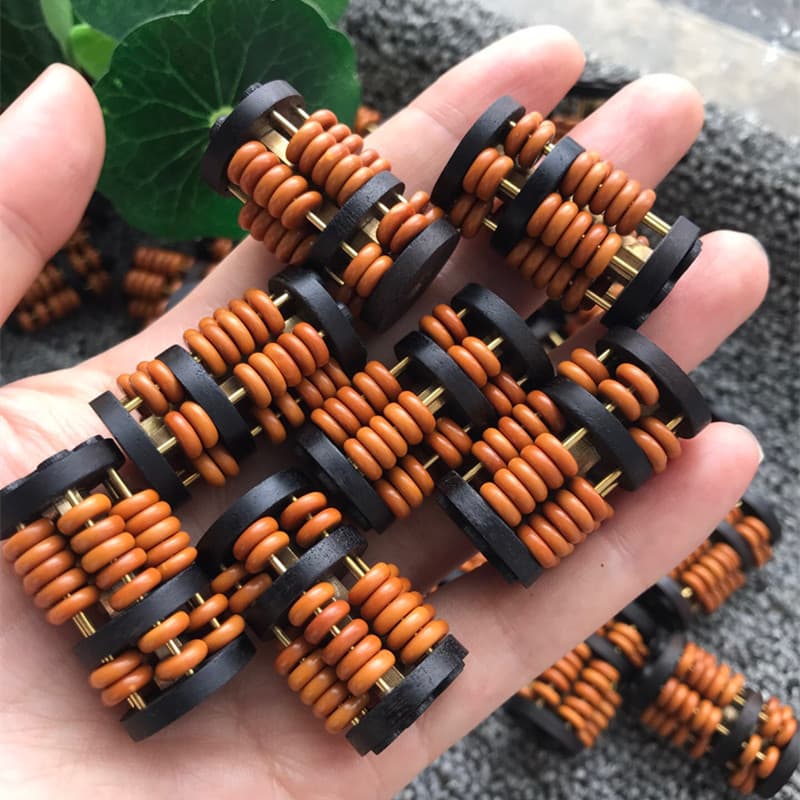 Olive Pit Carved Rotating Abacus with Large-Leaf Rosewood Frame, Small Abacus Car Charm, Pendant, Wenwan Hanging Ornament