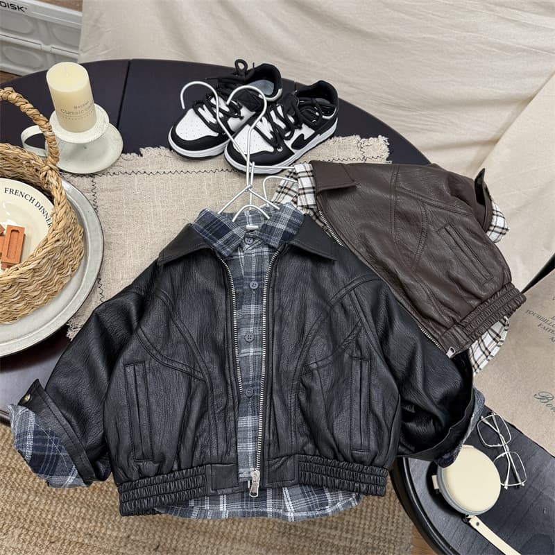Kids' Leather Jacket 2026 Autumn New Boys' Fall Wear, Baby Cool Casual Jacket, Stylish Top for Boys