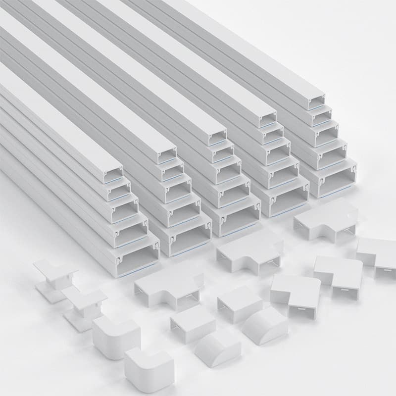 Cross-border PVC cable tray set, 8×15.7in, with optional cable tray accessories. White square cable tray, surface mounting.
