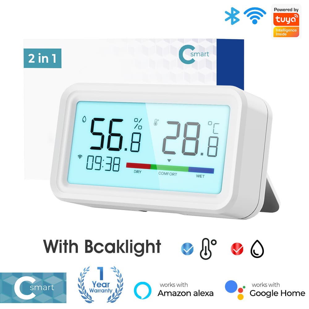 Tuya Smart Home Wireless WiFi Temperature and Humidity Sensor Home Type-C Remote Mobile Link Alarm