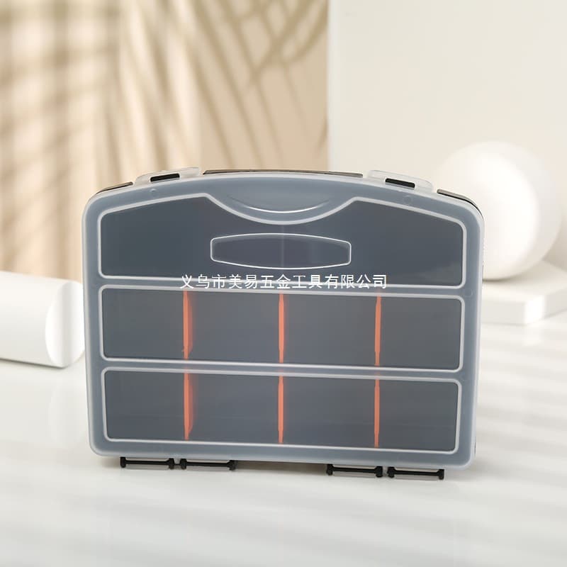 Small 10-grid screw parts box, fishing hook accessory box with removable inserts, component storage case