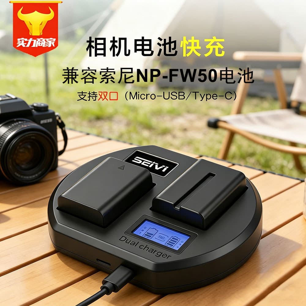 NP-FW50 Camera Battery Charger for Sony ZV-E10 a7r2 a7m2 Fast Charging USB
