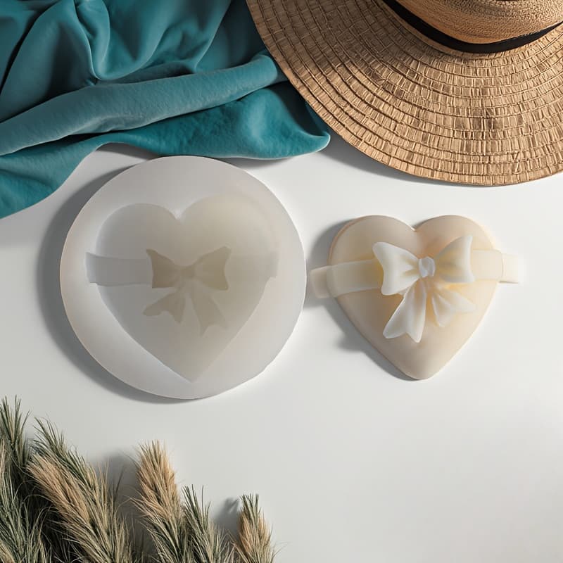 Bow Love Heart Aromatherapy Candle Mold DIY Bow Love Heart Gypsum Resin Drop Resin Silicone Mold
